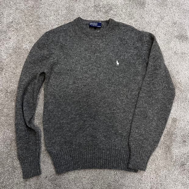 폴로 다크그레이 라운드 울 니트M