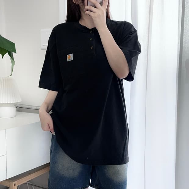 [정품] 칼하트 블랙 헨리넥 반팔티 [ 오리지널핏M ]