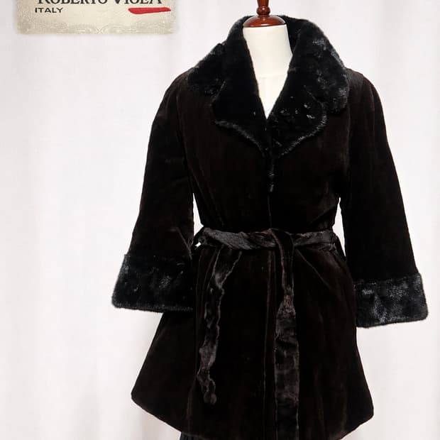 무배) 이태리 사가밍크 블랙 깎은밍크 벨트 퍼코트