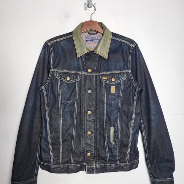 디젤 레더 카라 데님 워크 자켓