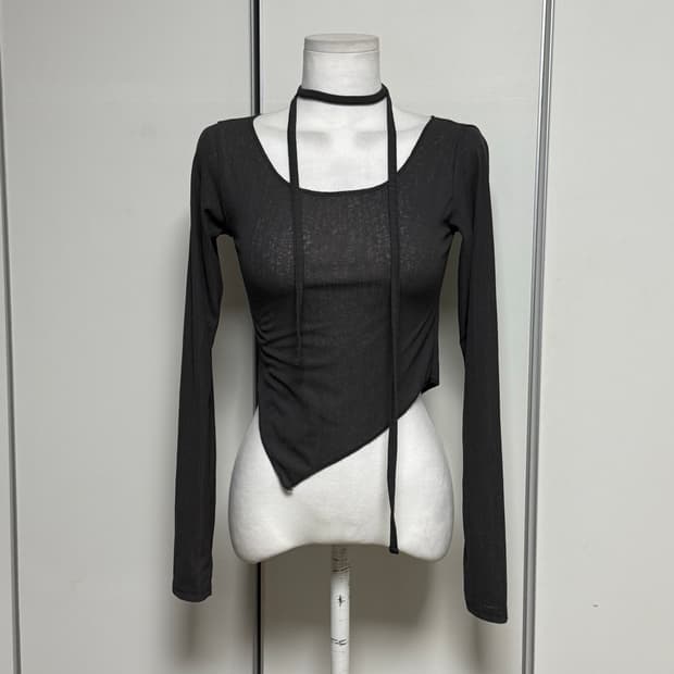 시스루 초커 티 여름 긴팔 