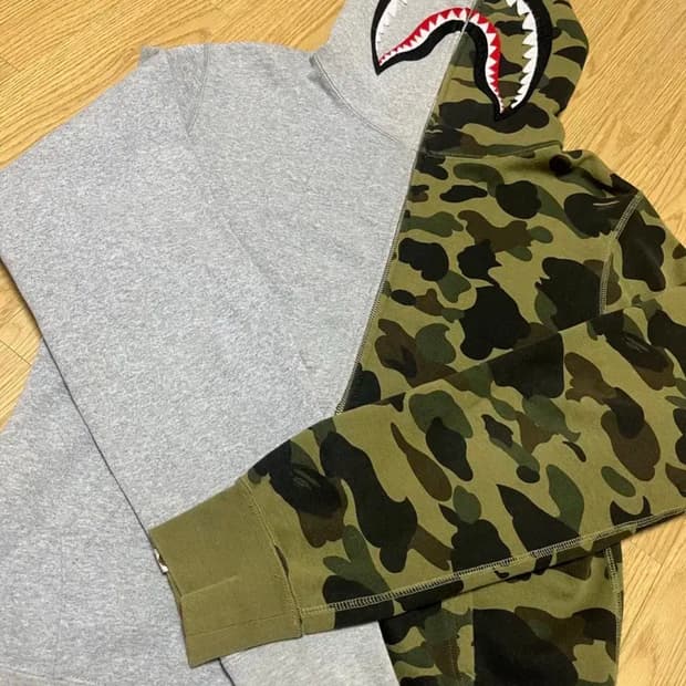 베이프 샤크 후드집업 아수라 카모 회색 L사이즈