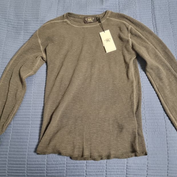 더블알엘(Rrl) 와플 크루넥 긴팔 티셔츠 블랙