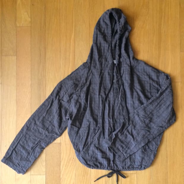 Vintage Check Pattern Hood (dark purple)