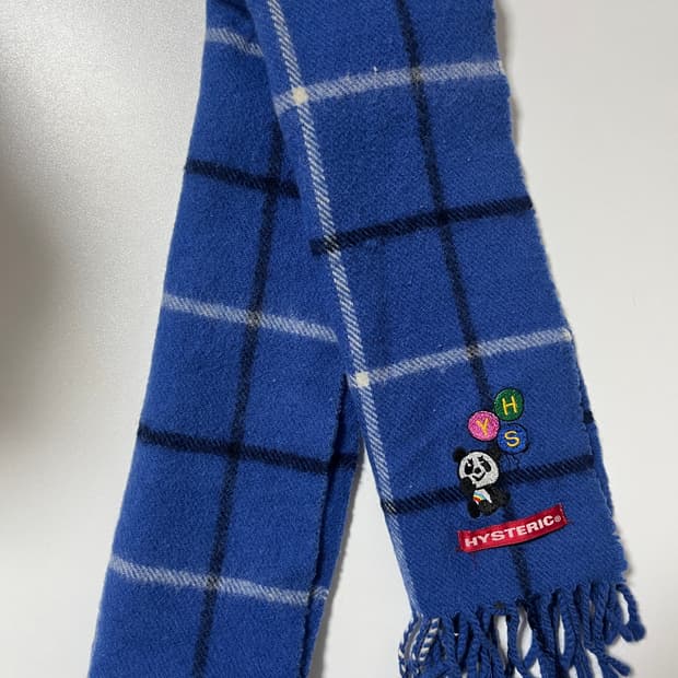 히스테릭 글래머 아카이브 팬더 자수 체크 머플러