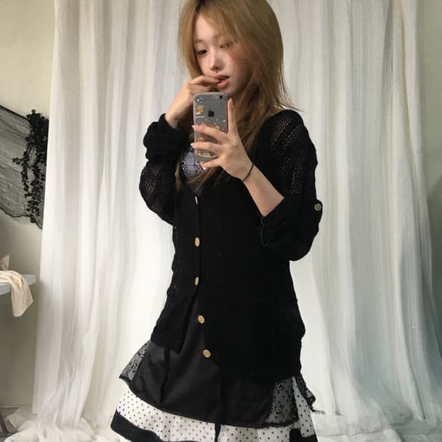 빈티지 블랙 화이트 무채색 니혼진 페어리 카프리 코디세트
