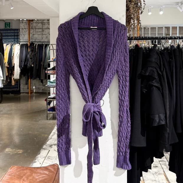 막스앤코 퍼플 니트 웨이스트 스트랩 가디건