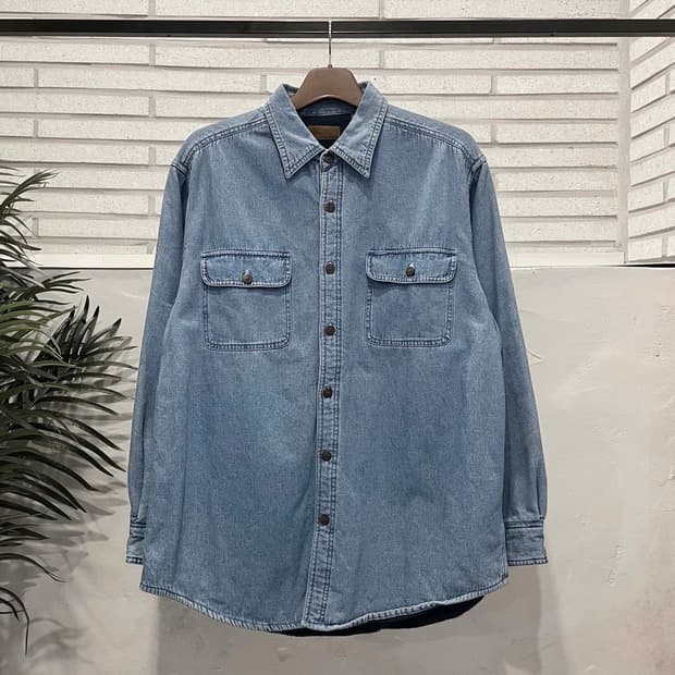 USA VINTAGE 데님 셔츠 자켓 쉐르파 안감 투포켓 디테일 중청