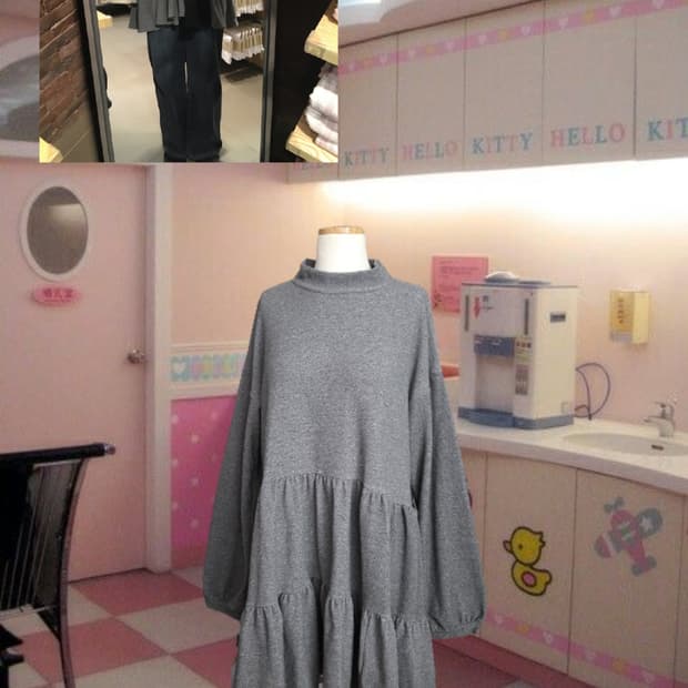 일본빈티지 루즈핏 아방 하구미 모리걸 롱 프릴 원피스 레이어드룩