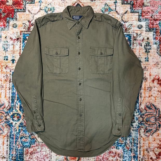 [XL] 폴로 랄프로렌 피셔 라인 견장 밀리터리 셔츠