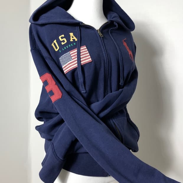 폴로 빅포니 usa 네이비 후드집업