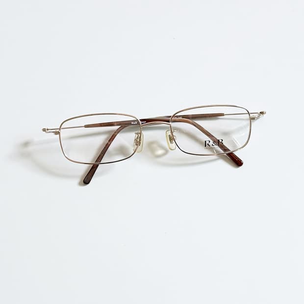 R&B EYEWEAR 골드 메탈 슬림 스퀘어 프레임 빈티지 안경
