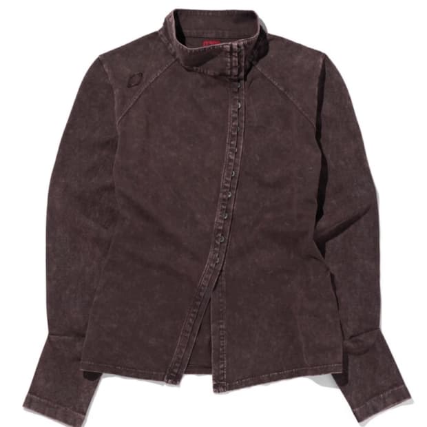 미스치프 워시드 져지 셔츠 퍼플 브라운