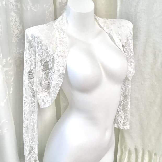 화이트 레이스 시스루 볼레로 가디건 