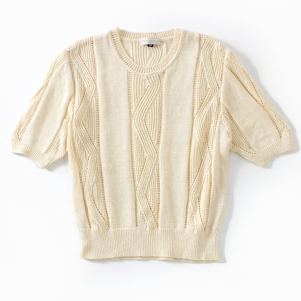 버버리 Burberry 빈티지  실크 반팔 아이보리 니트