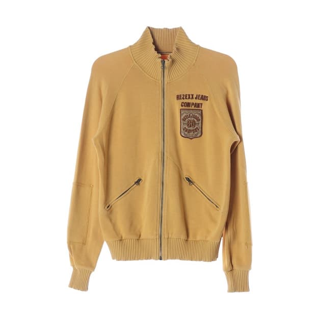 REZEXX 올드스쿨 패치워크 하이넥 니트 집업 자켓 L