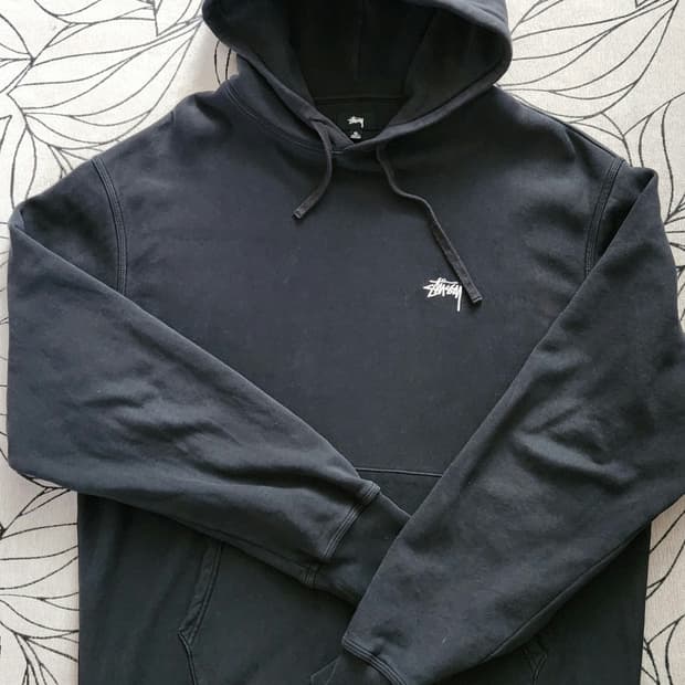 스투시 블랙 스몰로고 후디 XL