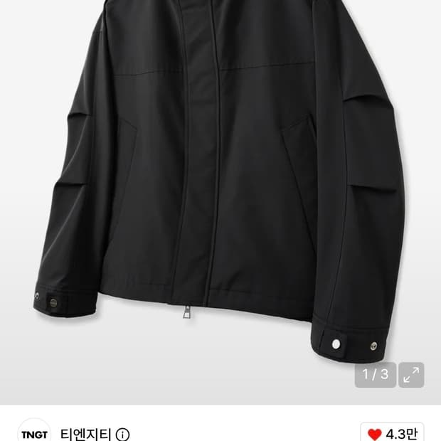티엔지티 블랙 오버핏 하이넥 쉘파카 블랙 105
