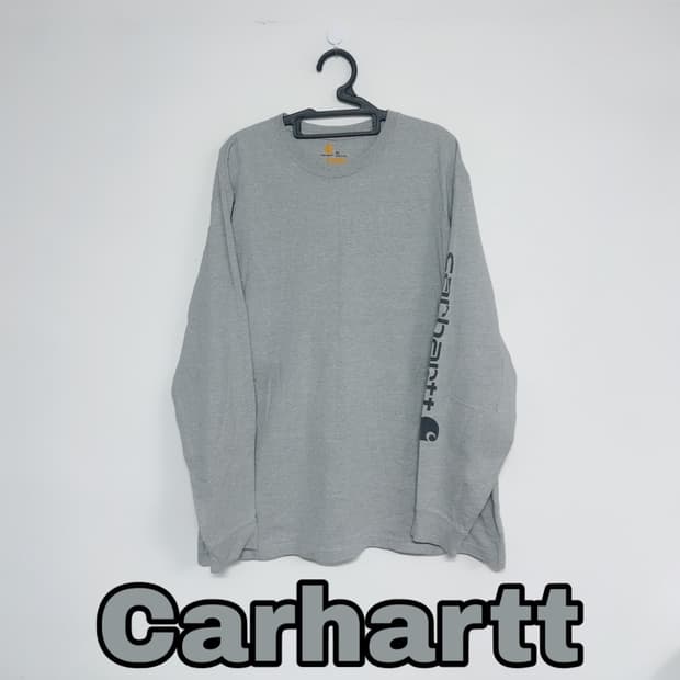 칼하트 그레이 프린팅 봄 공용 긴팔티