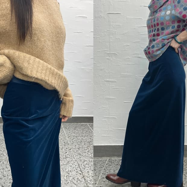 Teal velvet maxi skirt