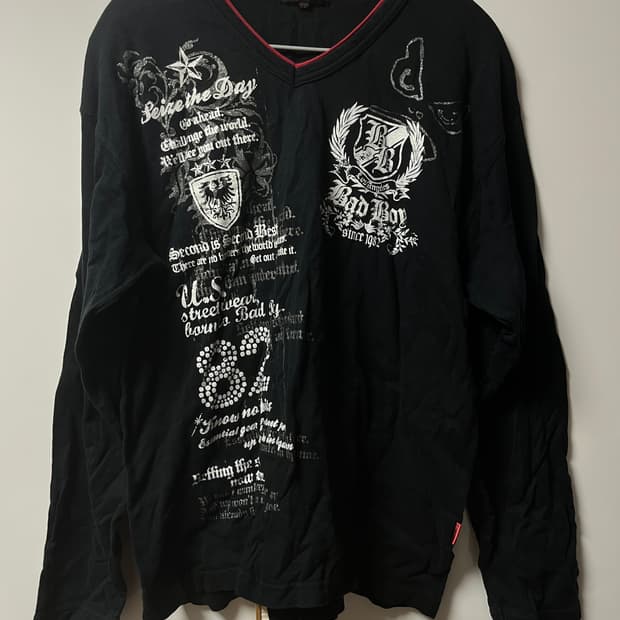 Bad boy 그래픽 긴팔티 y2k 펑크