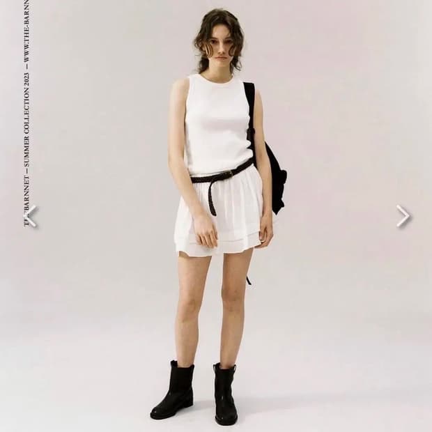 더바넷 Besque 린넨 화이트 스커트