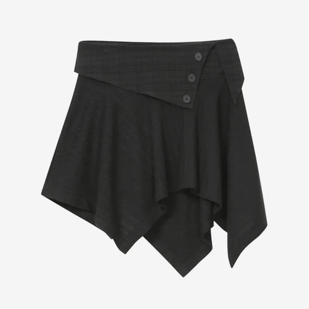 미세키서울 언발란스 미니 스커트 블랙