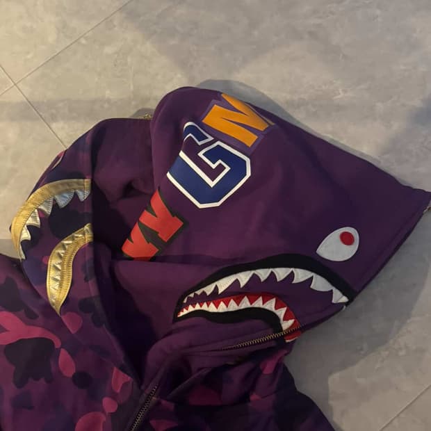 베이프 컬러카모 후드집업 로얄퍼플