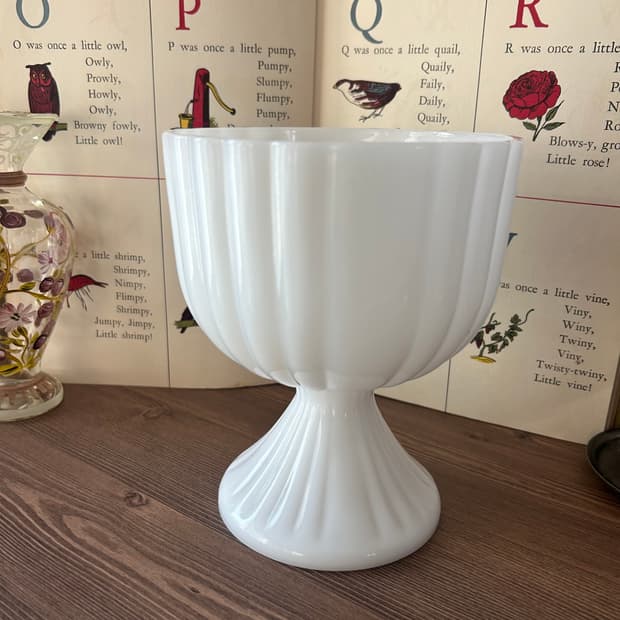 미국 빈티지 밀크글라스 화분 플랜터