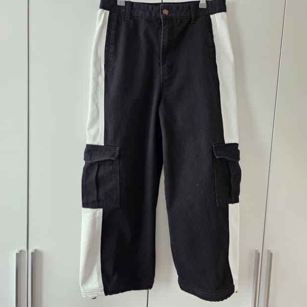 러닝하이 투톤 카고팬츠 검흰 L