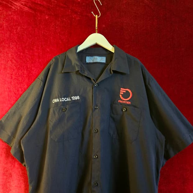 Cintas USA Vintage 워크웨어 네이비 반팔 셔츠

