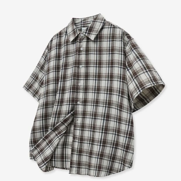 스탠다드에러 레거시 빈티지 오버핏 반팔 체크 셔츠