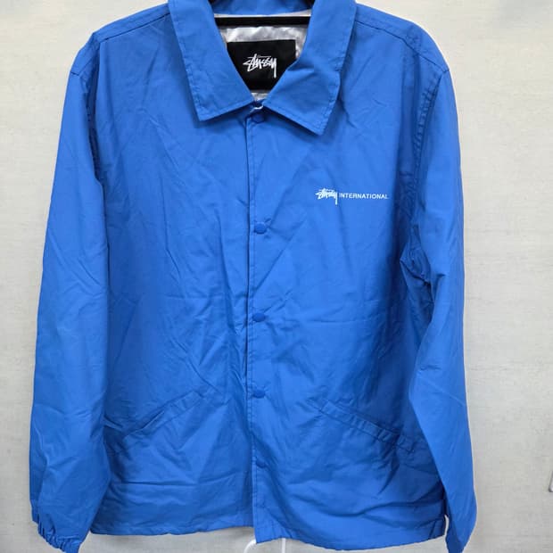 스투시 인터내셔날 하운드체크 레터링 로고 코치자켓 대략 L