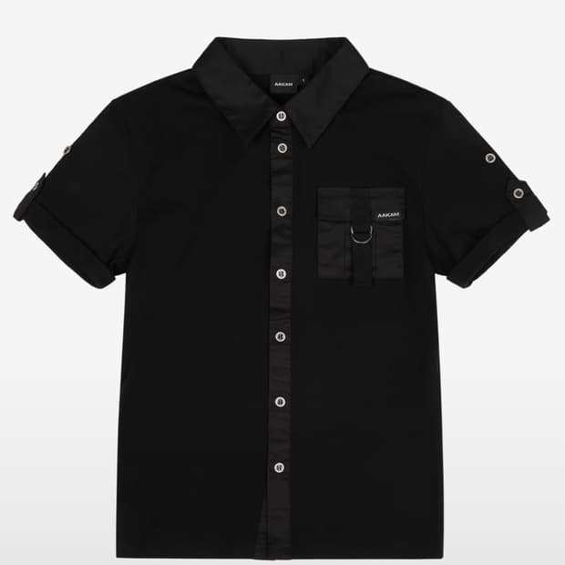 아캄 Roll-Up Pocket Shirts (Black)