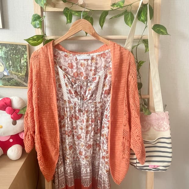 모리걸 빈티지 능소화 플라워 에스닉 원피스 set 🧡🌺