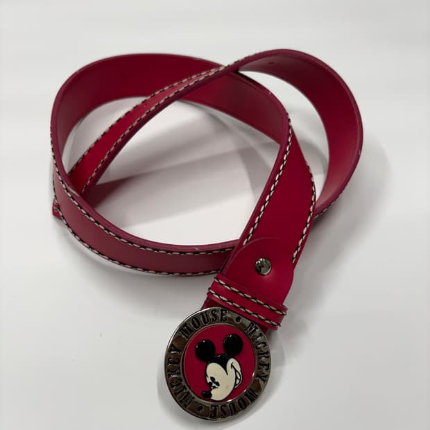 디즈니 미키마우스 핑크 레더 벨트 Disney Mickey