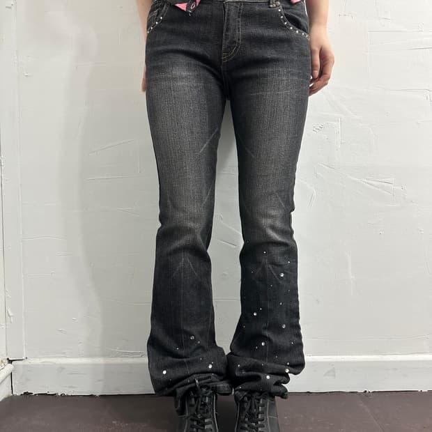 cynthia rowley denim cubic detail pants