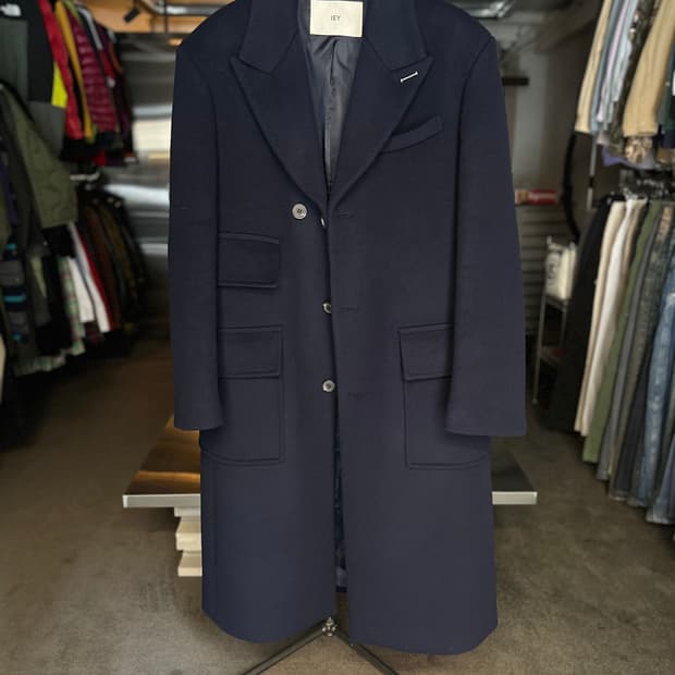 IEY 네이비 울 블렌드 코트 M