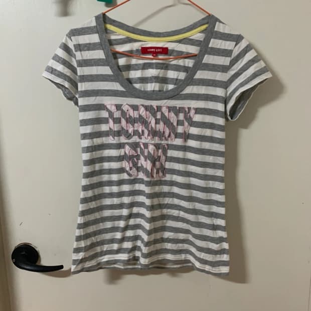 Tommy Girl 스트라이프 반팔티 XS 그레이