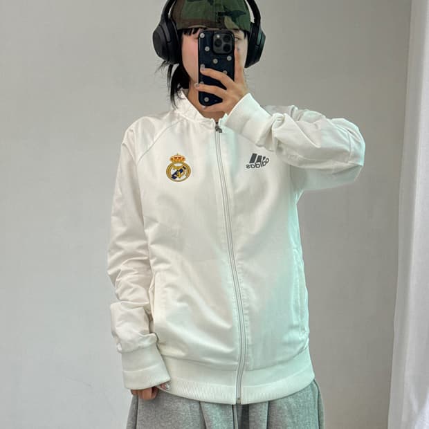 아디다스 화이트 레알마드리드 집업