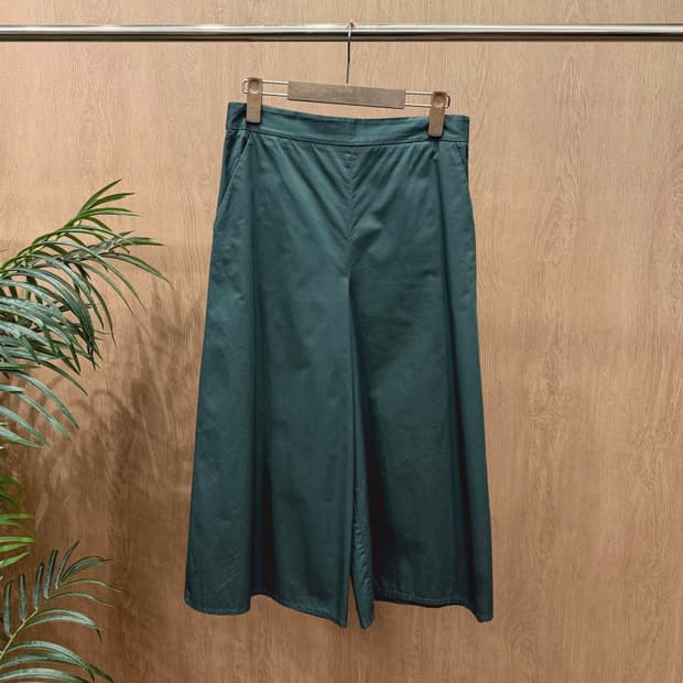 코스 코튼 스커트 팬츠 사이드 히든 지퍼 디테일 와이드핏 딥그린