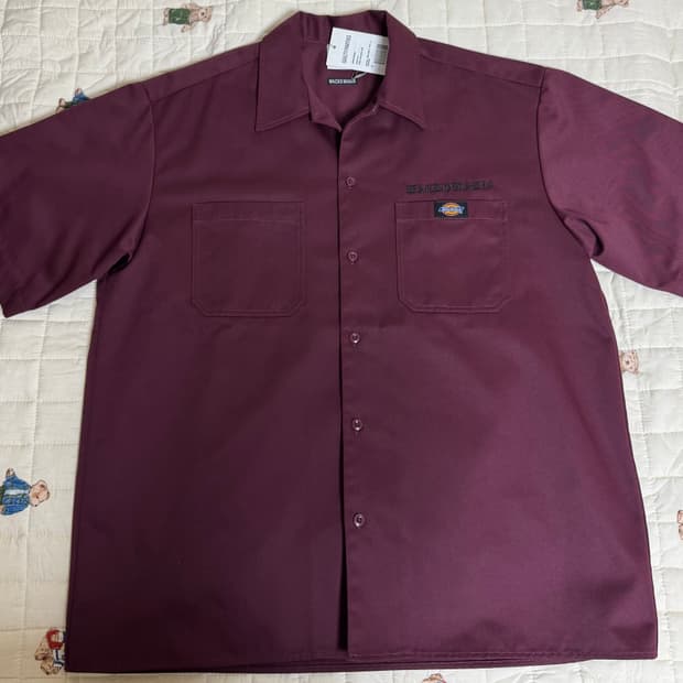[M] 와코마리아 디키즈 셔츠 버건디 반팔 셔츠