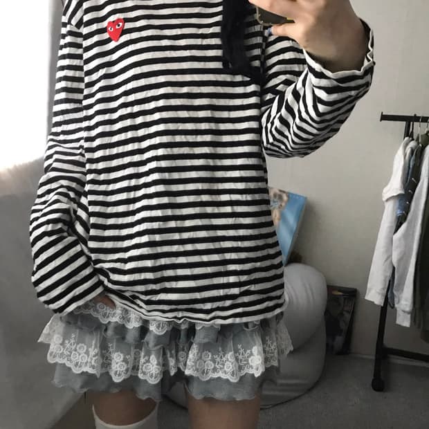 꼼데가르송 스트라이프 롱슬리브