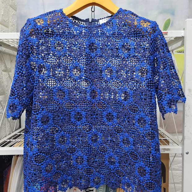 산드로 크로세 레이스탑 55~슬림66 니트탑 여성 반팔블라우스 WM46