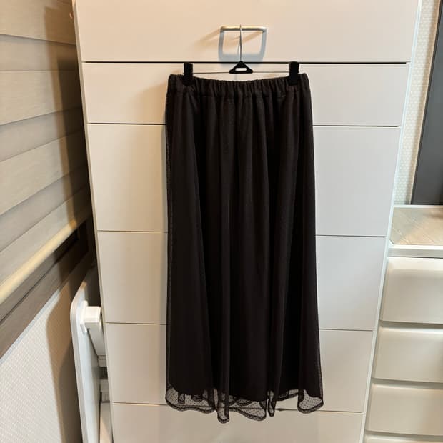 일본브랜드 아메리칸홀릭 브라운 도트 롱 샤 스커트