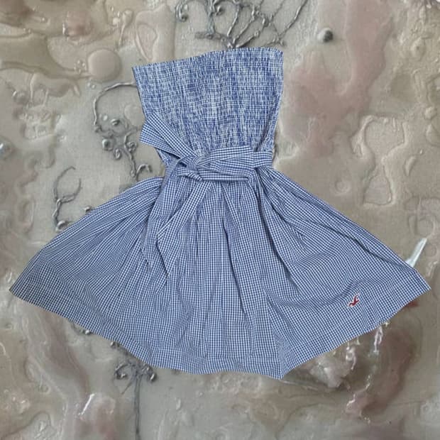미국 빈티지 홀리스터 갸루 블루 깅엄 체크 원피스 탑 핀터레스트 핀터깔