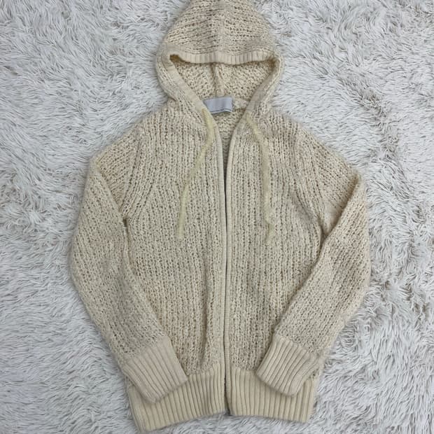 크림니트후드집업