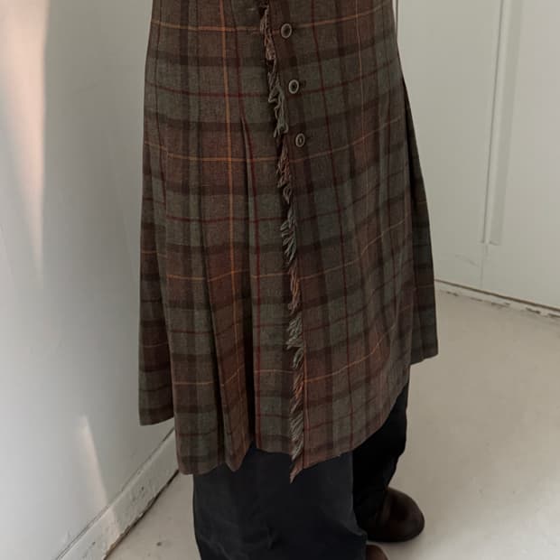 일본빈티지 체크 랩 플리츠 스커트