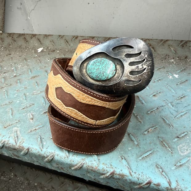 Vintage Kona Kut Bear Claw Leather Belt