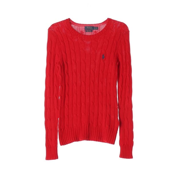 폴로 랄프로렌 레드 피마코튼 케이블 니트 XS